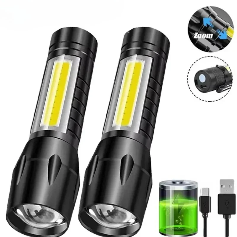 Outdoor Lighting Nearby - Portable COB+LED Camping Light Flashlight USB