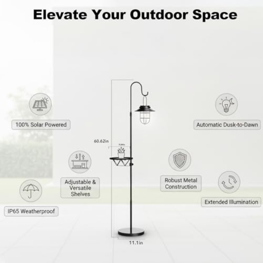 Solar Floor Lamp with Table, 6 - مراجعة Outdoor Lighting Lamps وسعره