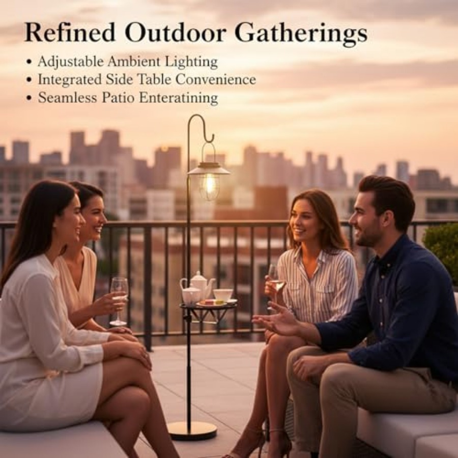 Solar Floor Lamp with Table, 6 - مراجعة Outdoor Lighting Lamps وسعره