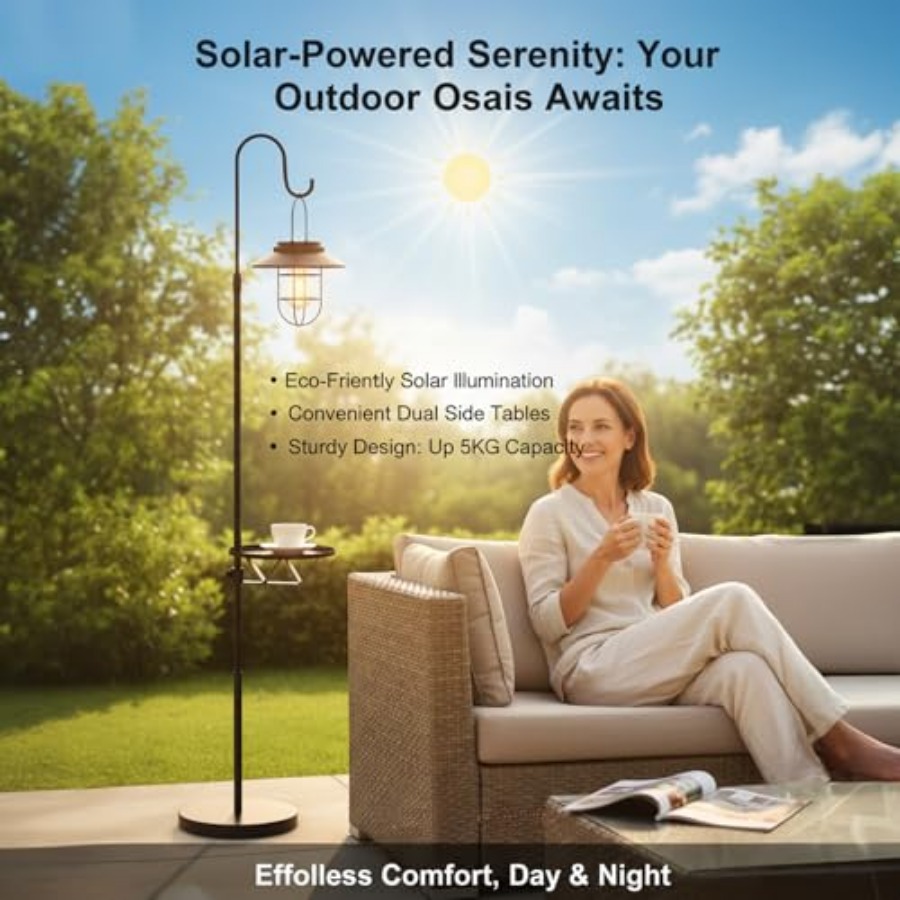 Solar Floor Lamp with Table, 6 - مراجعة Outdoor Lighting Lamps وسعره