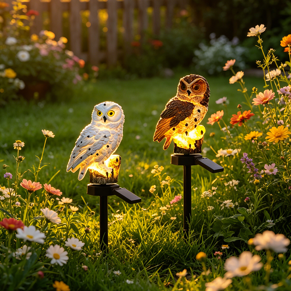 Owl Solar Light, Resin Owl Gro - مراجعة Outdoor Lighting Lamps وسعره