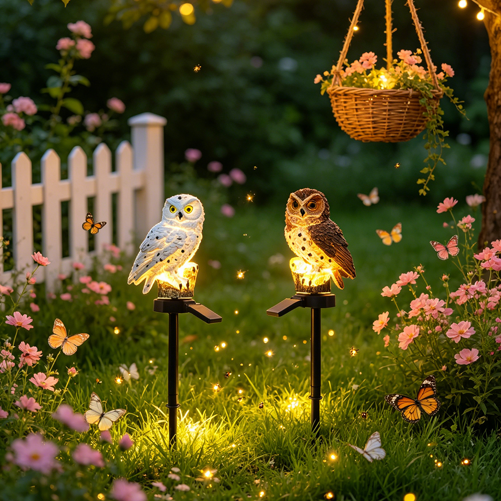 Owl Solar Light, Resin Owl Gro - مراجعة Outdoor Lighting Lamps وسعره