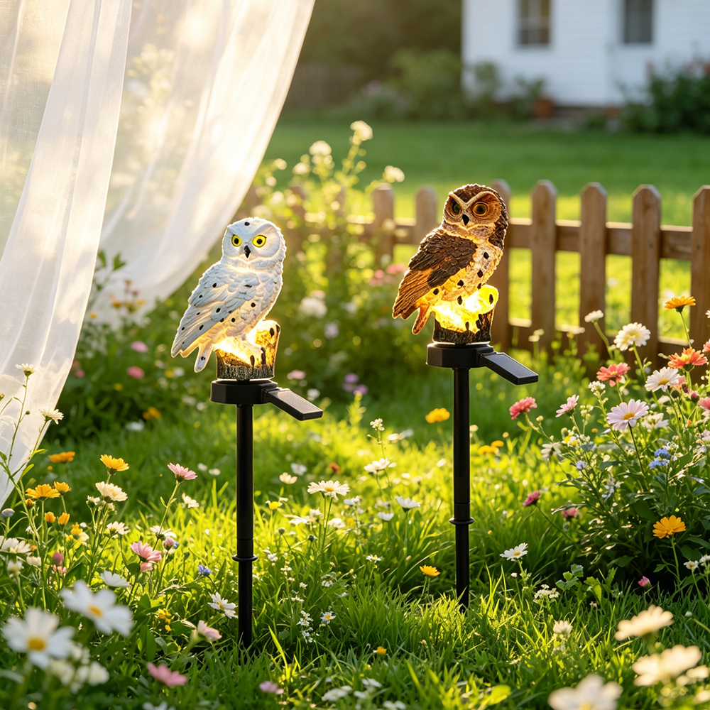Owl Solar Light, Resin Owl Gro - مراجعة Outdoor Lighting Lamps وسعره