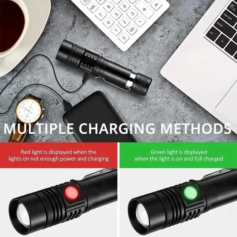 T6 LED Rechargeable Flashlight - مراجعة Outdoor Lighting Nearby وسعره