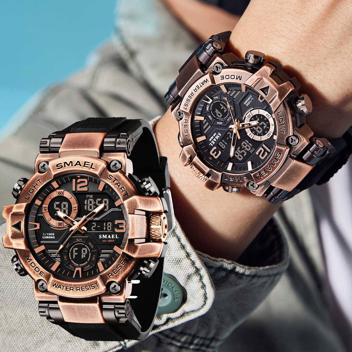 SMAEL Outdoor Men Watch Bronze - مراجعة Outdoor Lighting Bronze وسعره