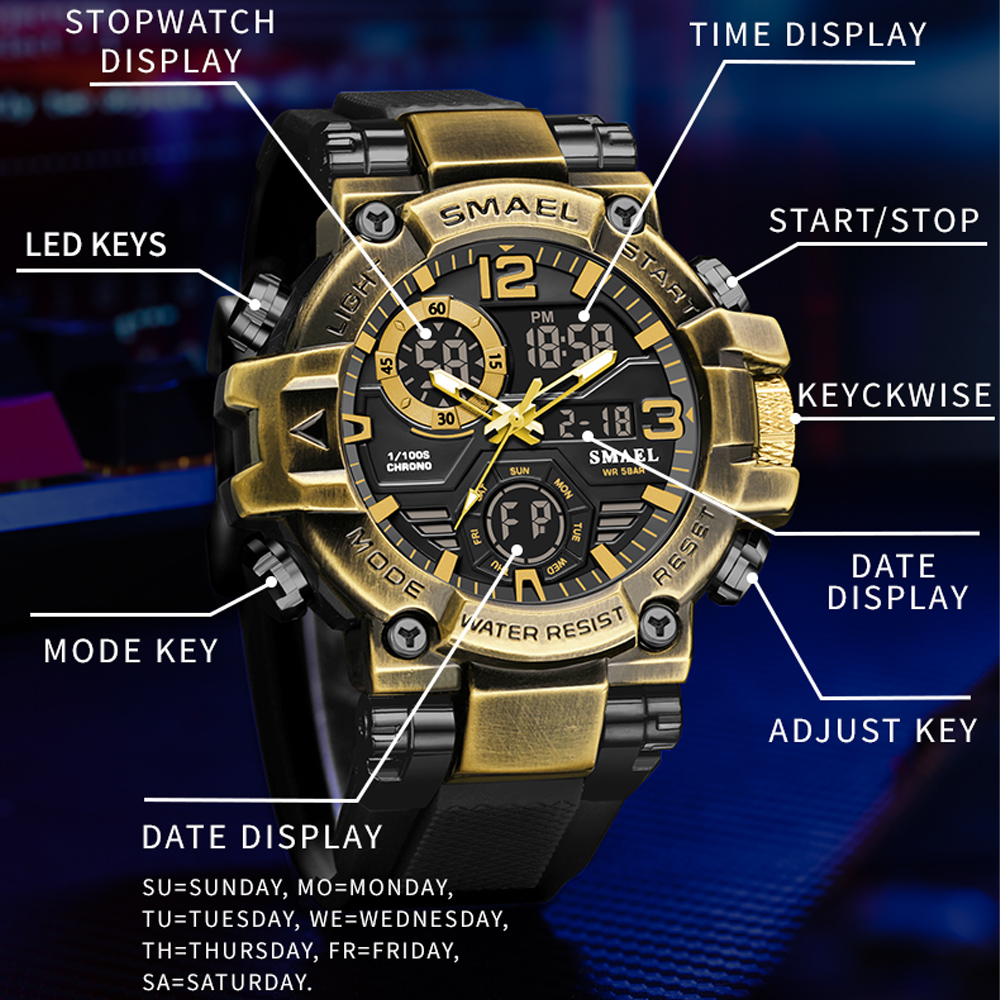 SMAEL Outdoor Men Watch Bronze - مراجعة Outdoor Lighting Bronze وسعره