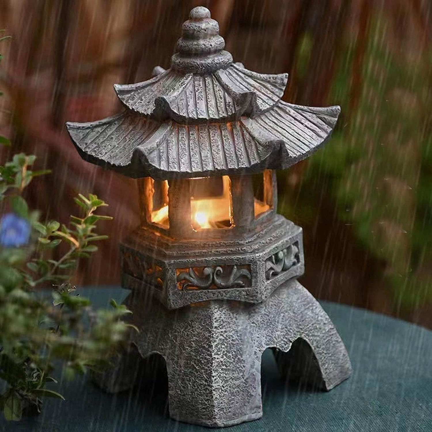 Garden Solar LED Pagoda Lanter - مراجعة Outdoor Lighting Bronze وسعره