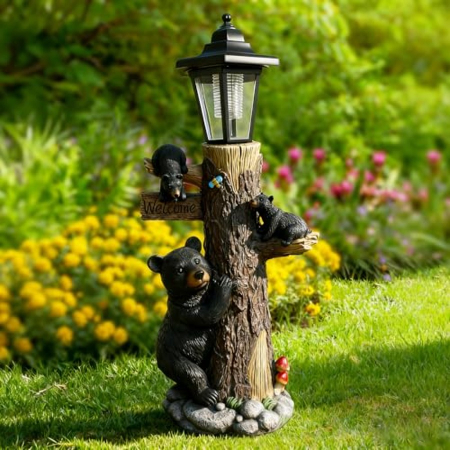 Bear Statue Welcome Sign Garde - مراجعة Outdoor Lighting Tree وسعره