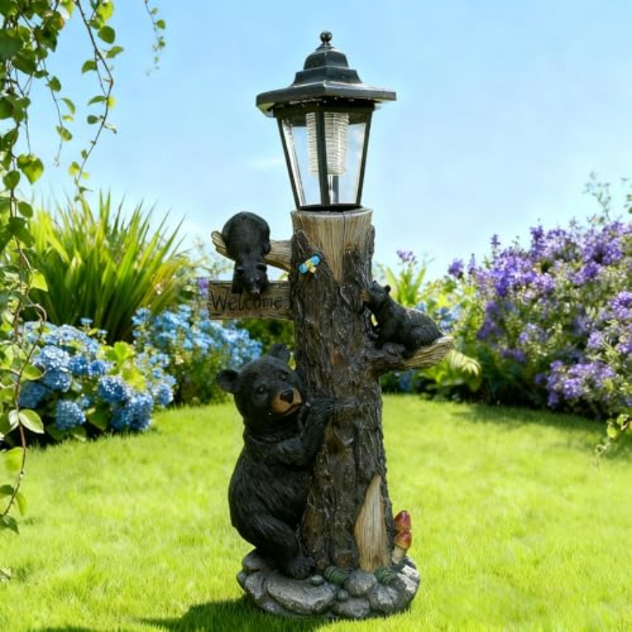 Bear Statue Welcome Sign Garde - مراجعة Outdoor Lighting Tree وسعره