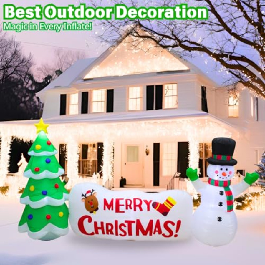 10FT Inflatable Snowman with T - مراجعة Outdoor Lighting Tree وسعره