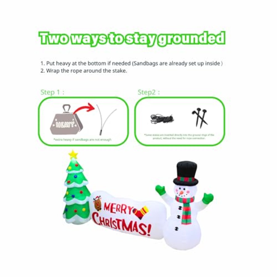 10FT Inflatable Snowman with T - مراجعة Outdoor Lighting Tree وسعره