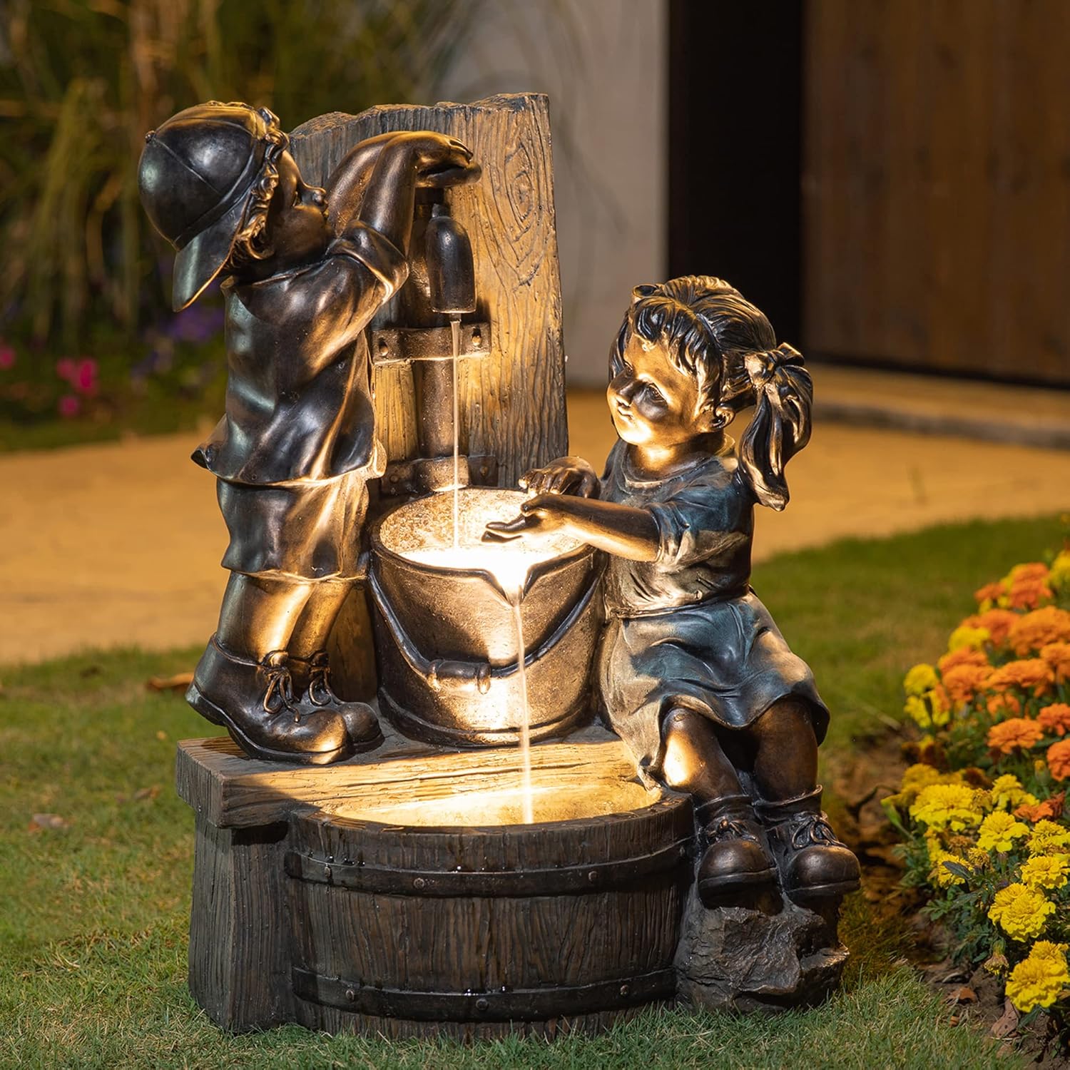 Outdoor Water Fountain with LE - مراجعة Outdoor Lighting Bronze وسعره