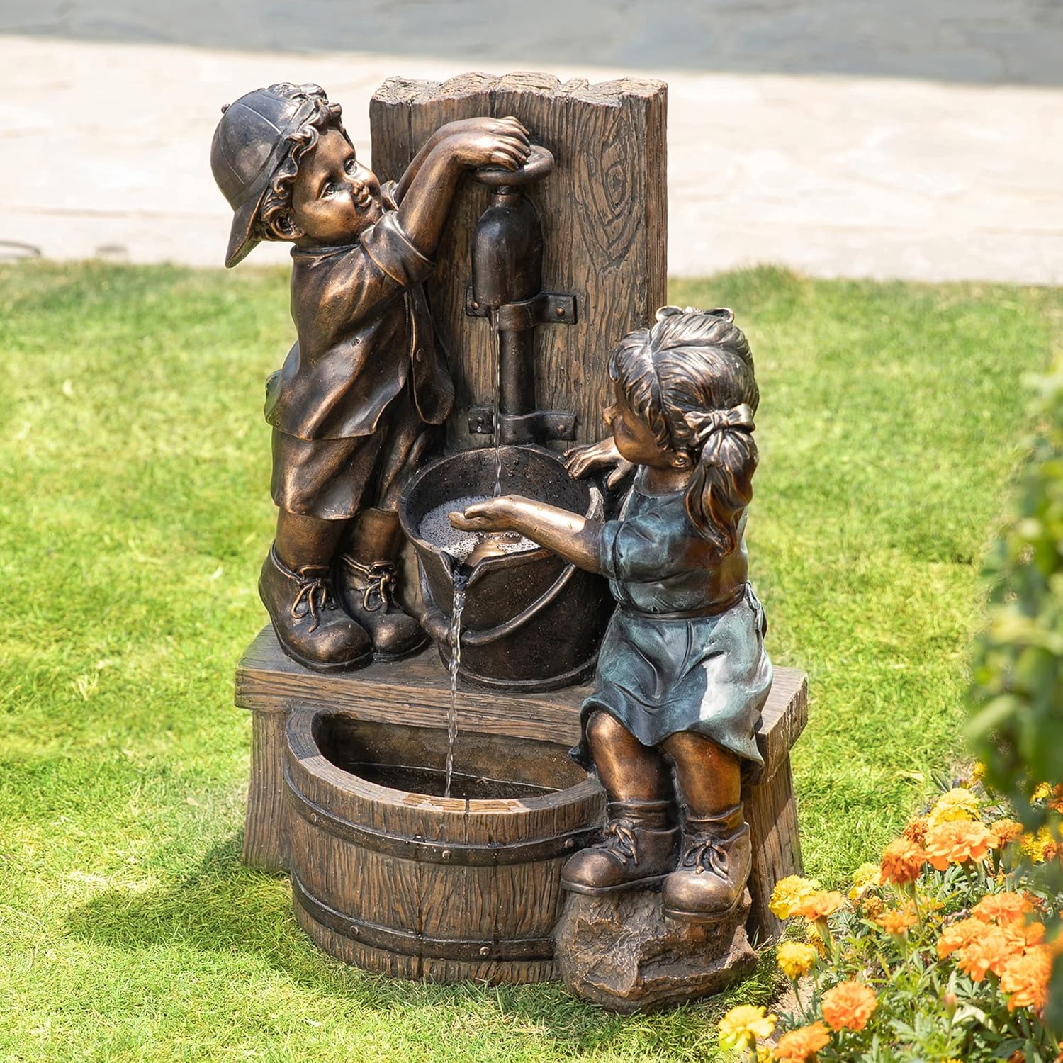 Outdoor Water Fountain with LE - مراجعة Outdoor Lighting Bronze وسعره